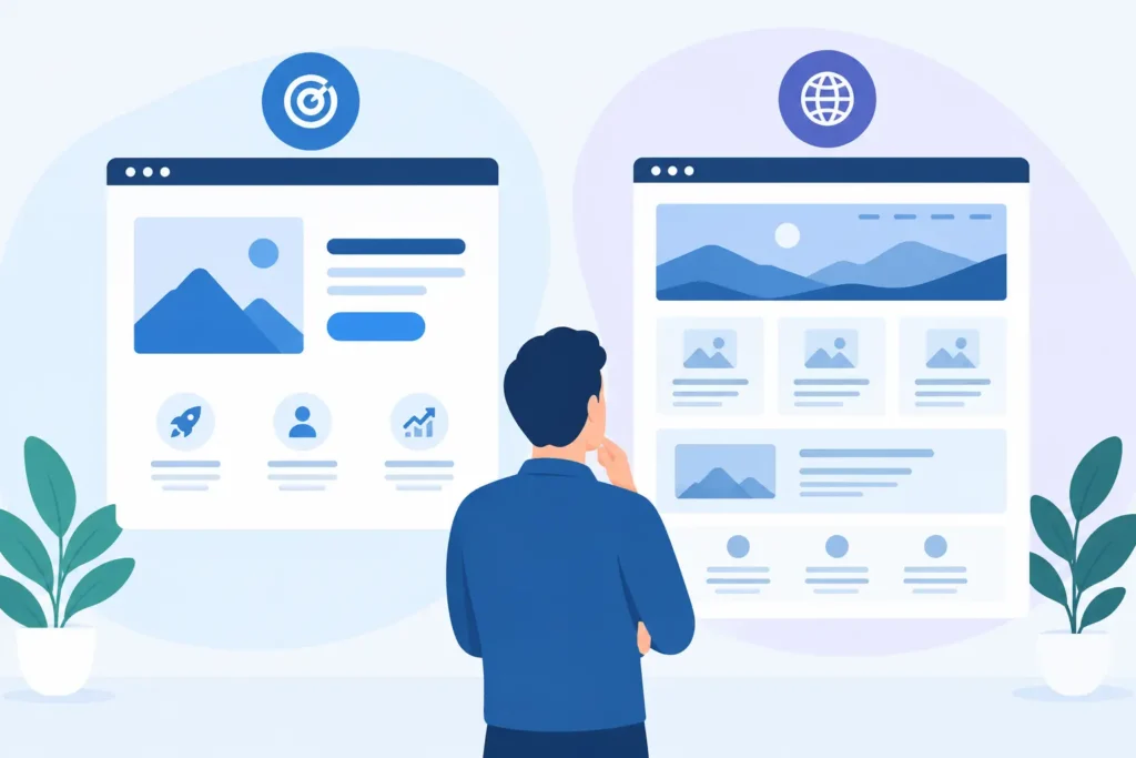 Landing page versus sitio web: cuál te conviene
